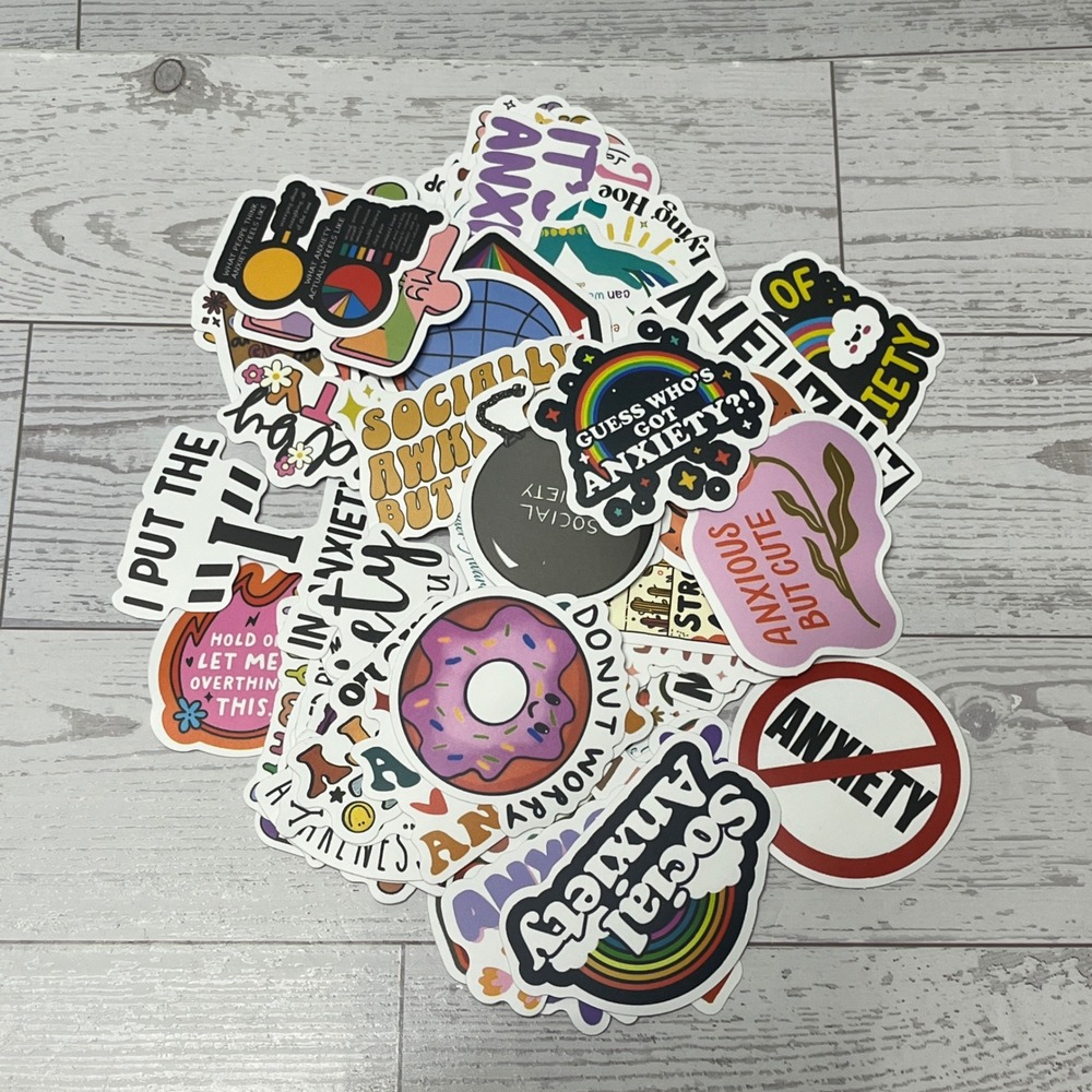 40+ Mental Health Anxiety Awareness Sticker Pack Variety Decal Set Multi